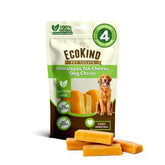 EcoKind Premium Gold Yak Cheese Chews packaging shows Himalayan sourcing for healthy, long-lasting play.