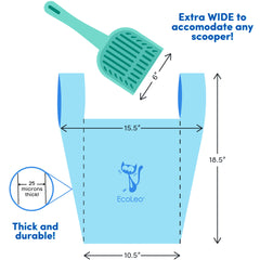 EcoLeo cat litter bags XL with easy-tie handles for secure disposal.