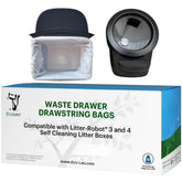 EcoLeo cat litter box liner with drawstring closure for mess-free disposal.