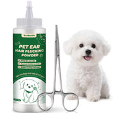 EcoStylife dog ear plucking powder 30g jar enhances grip during grooming.