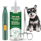 EcoStylife ear powder for dogs improves grip and dryness during ear hair plucking.