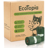 EcoTopia 240-count dog poop bags in dispenser for quick, tidy pickups.
