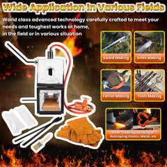 E-cowlboy forge kit includes gloves, tongs, and bricks.