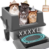 Ecsdsvsd XXXXL stainless steel litter box full-size view ideal for large cats.