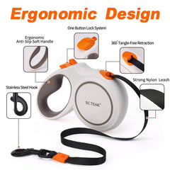 EC.TEAK retractable leash shows ergonomic handle for comfortable daily walks.