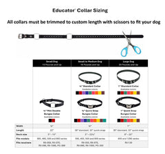 Educator trim-to-fit 33-inch strap enables a precise fit for small to medium dogs