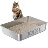 EGMEHOAD XXXL stainless steel litter box exterior with spacious footprint for large cats.