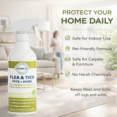 EGOFLEX Flea Spray on pet coat for flea prevention.