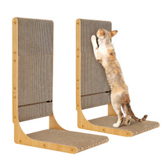 EHEYCIGA 2-pack L-shape cat scratcher in corner placement for space efficiency