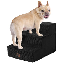 EHEYCIGA 3-step dog stairs side view, compact height for small dogs.