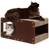 EHEYCIGA Cardboard Scratcher House 23-inch front view, spacious indoor scratch space.