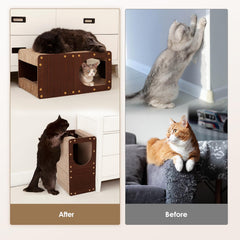 EHEYCIGA Cardboard Scratcher House side-profile, sturdy wood frame for stability.