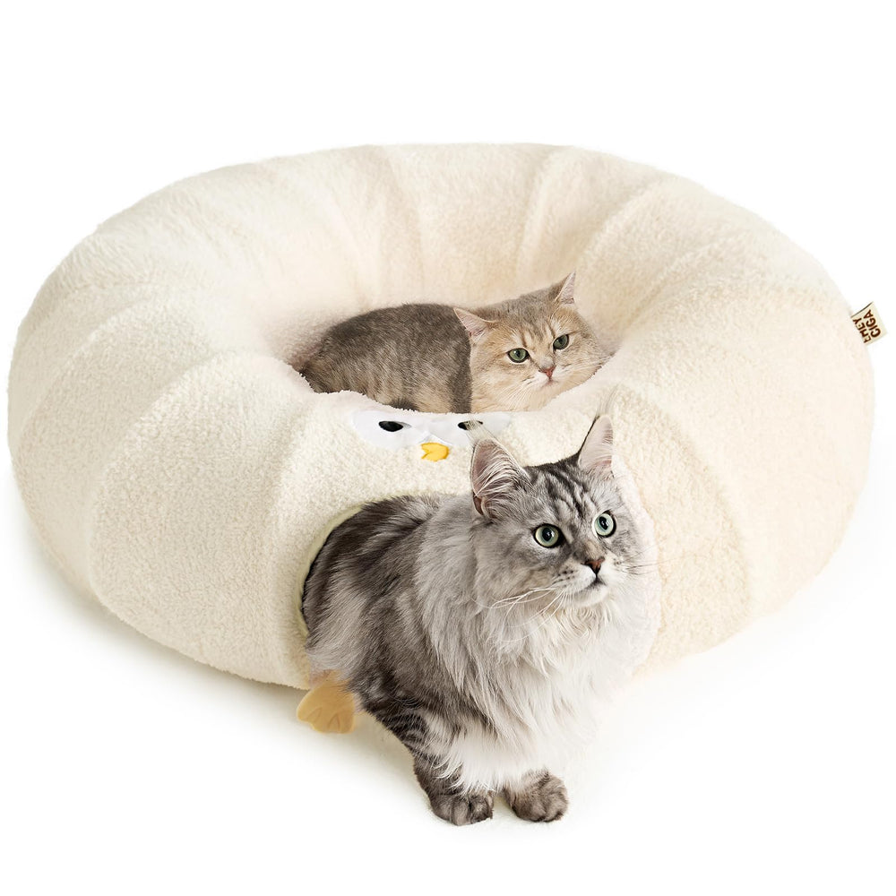 EHEYCIGA cat tunnel bed circle cushion for cozy naps and play