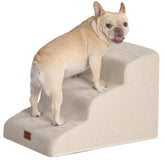 EHEYCIGA Curved Dog Stairs 3-step beige for easy sofa access.