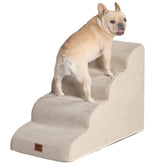 EHEYCIGA curved dog stairs in beige with 4 steps for stable indoor access.