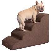 EHEYCIGA Curved Dog Stairs beside bed for easy climbing.