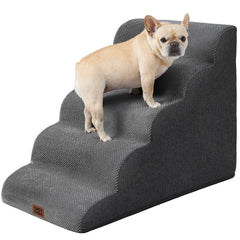 EHEYCIGA curved dog stairs by the bed edge support gentle climbs.