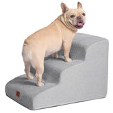EHEYCIGA curved dog stairs front view, sturdy 3-step design for small dogs.