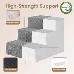 EHEYCIGA dog stairs 4-step against bed enabling medium-height access.