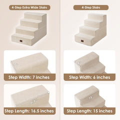 EHEYCIGA 4-step beige dog stairs side view provides stable ascent.