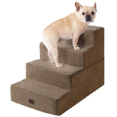 EHEYCIGA dog stairs on bed edge, 4-step camel, easy access for small dogs