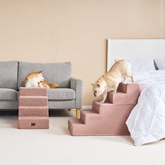 3-step EHEYCIGA pink dog stairs for sofa access and lower furniture