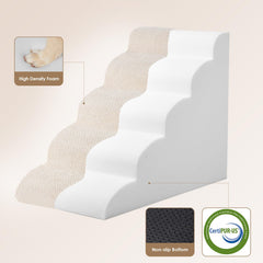 EHEYCIGA five-step beige stairs provide steady balance for small dogs