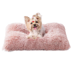 EHEYCIGA fluffy dog bed with plush faux fur offers cozy comfort for small dogs.