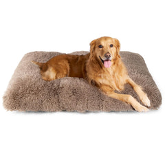 EHEYCIGA fluffy dog crate bed camel exterior offers comfortable lounging.