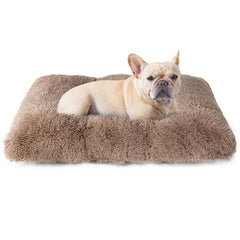 EHEYCIGA fluffy dog crate bed close-up fabric showing ultra-soft plush surface for cozy naps