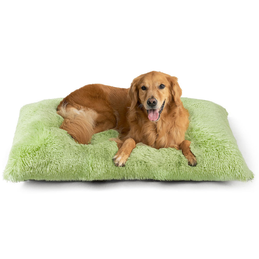 EHEYCIGA Fluffy XL dog crate bed close-up showing ultra-soft fur for cozy naps.