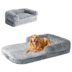 EHEYCIGA foldable XXL dog bed in grey, spacious for large dogs.