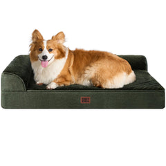 EHEYCIGA large dog bed with L-shaped design supports neck and head for comfortable rest.