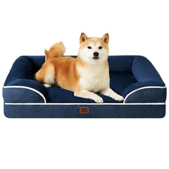 EHEYCIGA orthopedic dog bed memory foam close-up showing balanced support and plush fleece comfort