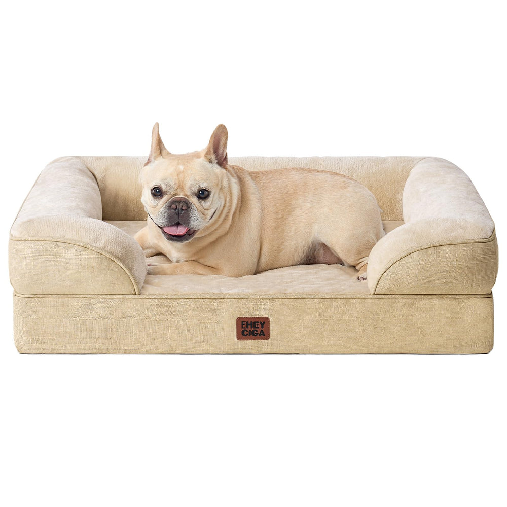 EHEYCIGA orthopedic dog bed memory foam egg crate supports joints for comfortable rest.