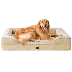 EHEYCIGA XL orthopedic dog bed left view with bolster support for comfort
