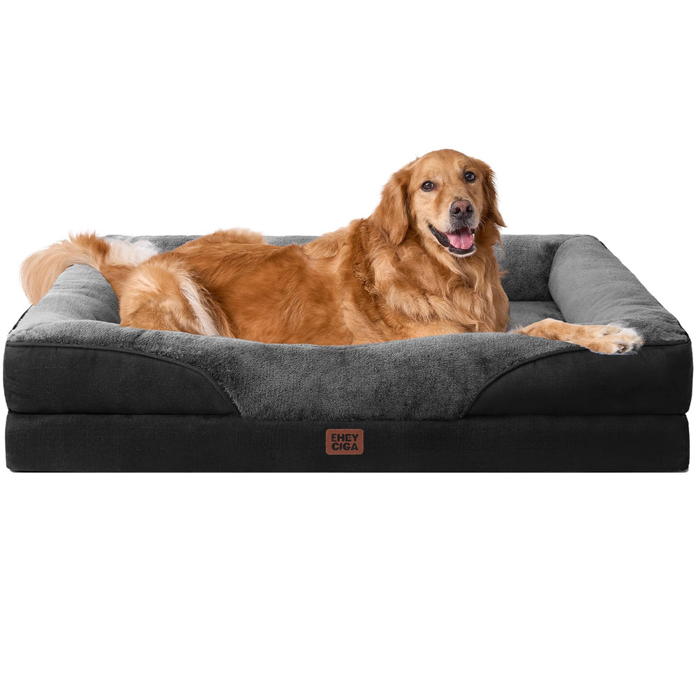 EHEYCIGA orthopedic XL dog bed with dual foam layers for joint-supporting comfort.