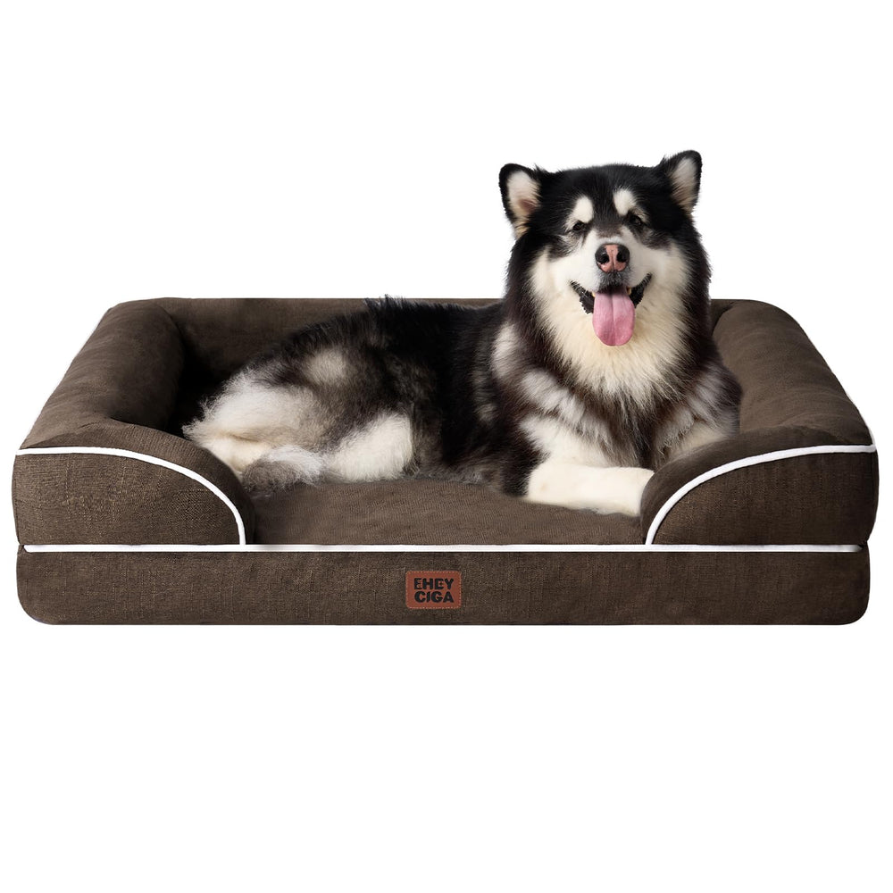 EHEYCIGA orthopedic XL bed, front view, plush support for large dogs.