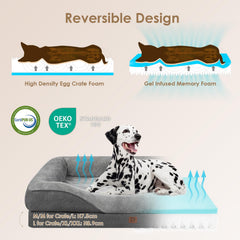 EHEYCIGA orthopedic XL dog bed side view showing sturdy bolsters for neck comfort.
