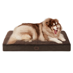 EHEYCIGA orthopedic XXL dog bed in brown plush top for jumbo dogs.
