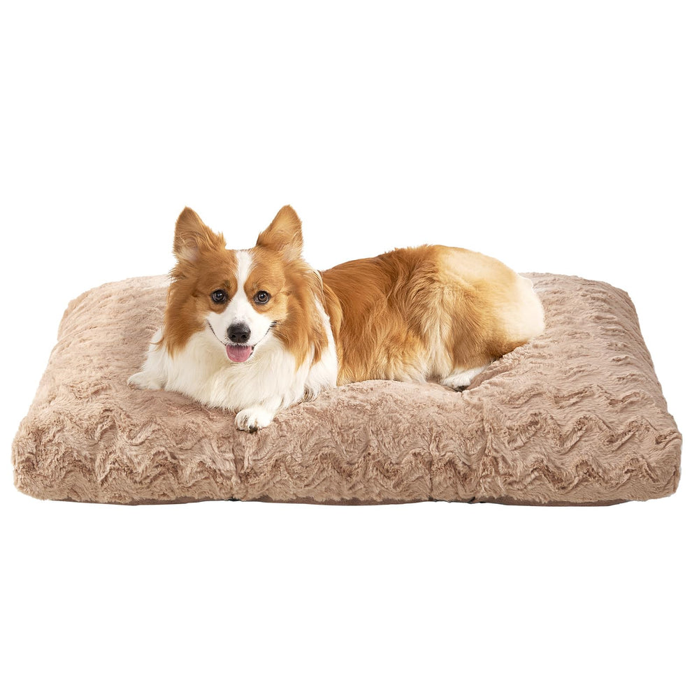 EHEYCIGA washable dog bed camel for crate 35x23, comfortable and supportive.