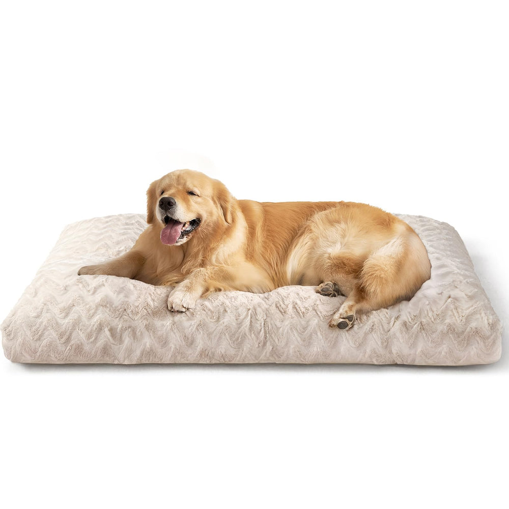 EHEYCIGA washable XL dog bed crate side view, plush joint-supporting filling.