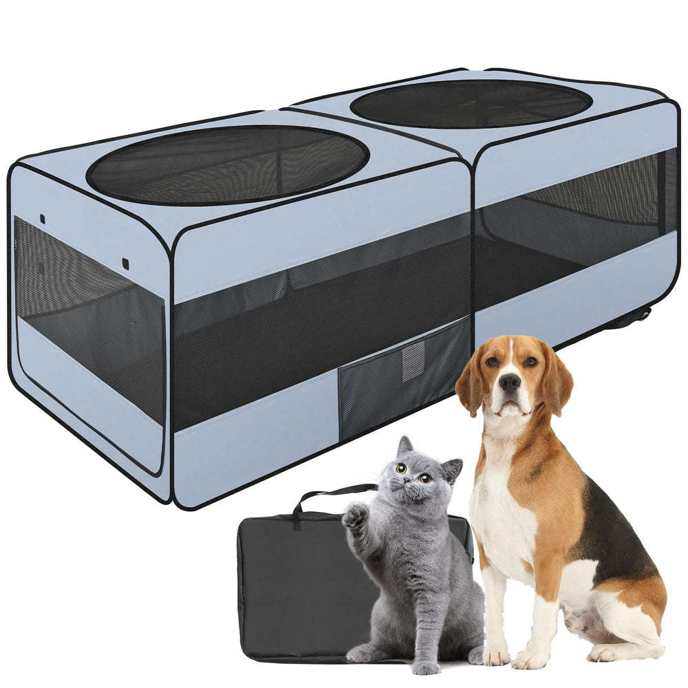 EighteenTek 2-in-1 playpen pop-up design for easy setup indoors or outdoors.