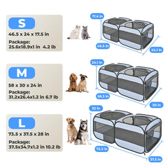 EighteenTek playpen with zipper-top doors for quick pet access.