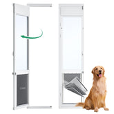 Eillion 3-Flap XL dog door on the left side opens inward for compact spaces.