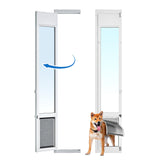 Eillion large dog door for left-side sliding glass door showing inward swing