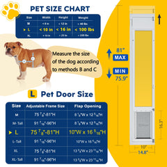 Eillion large dog door for right-side sliding glass door showing outward swing