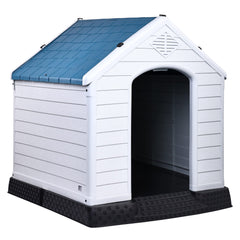 Elevon plastic dog house entrance view showing weather-ready design.