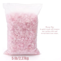 ELFULLY natural rose pink quartz tumbled chips add subtle texture.