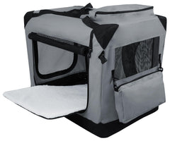 EliteField 3-Door folding soft dog crate front door enables easy entry with security.